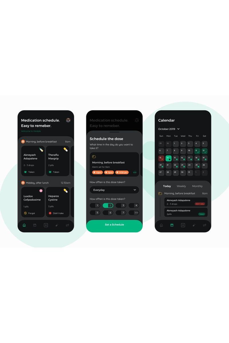 "Heaple Darkmode - Medical Mobile App UI" Sketch模板 #92982 - 截图