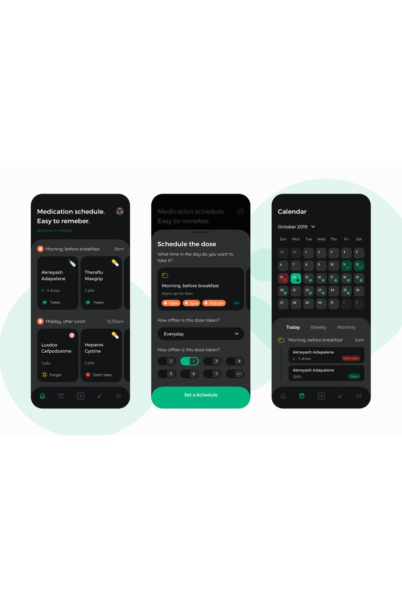 Heaple Darkmode - Medical Mobile App UI Sketch sablon 92982 - képernyőkép