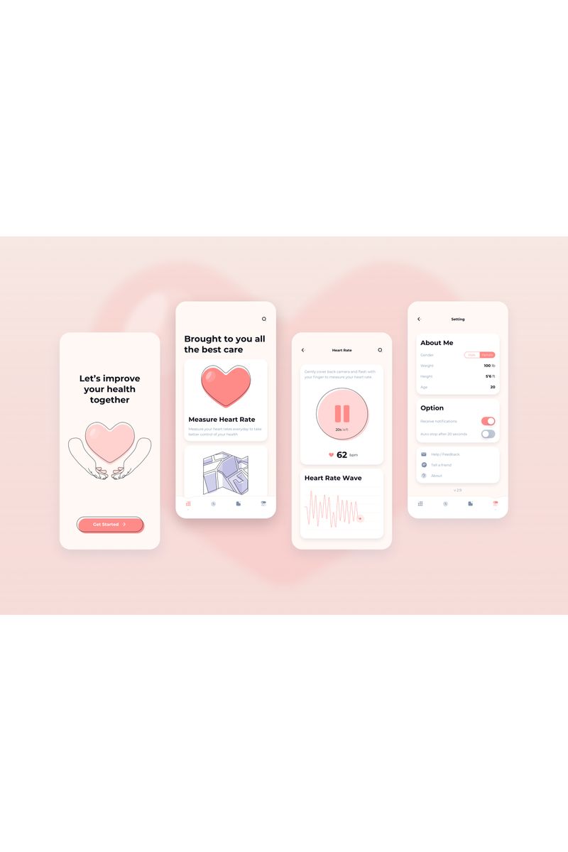 Heart Rate Measurement UI for Health application Template de Ilustração №92980 - captura de tela