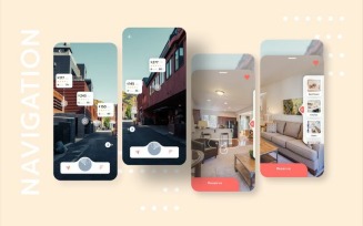 House Rental with Navigation Mobile UI Sketch Template