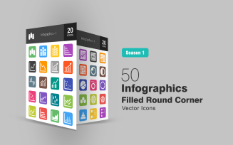 40 Infographics Filled Round Corner Icon Set