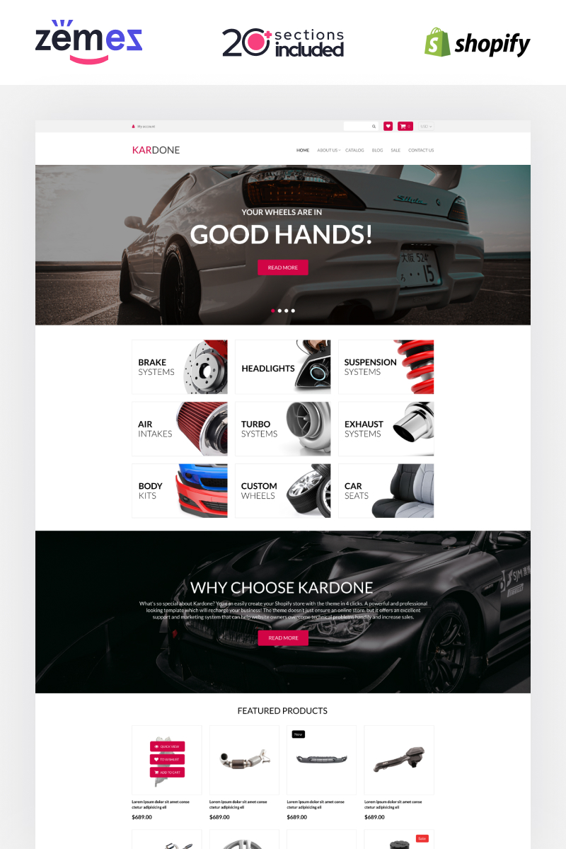 "Kardone Auto Parts Store Template" thème Shopify adaptatif #92968 - screenshot