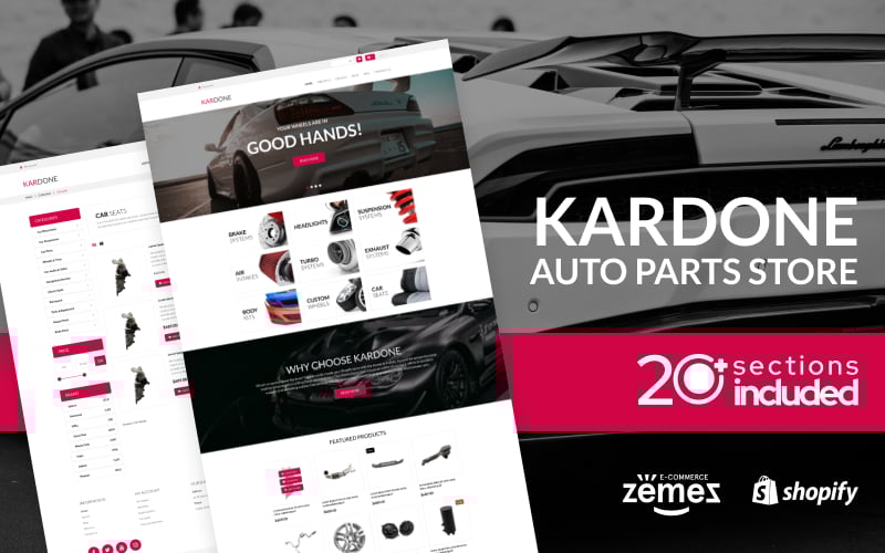 Shopify Theme namens "Kardone Auto Parts Store Template" #92968