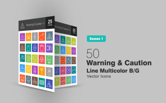50 Warning & Caution Line Multicolor B/G Icon Set