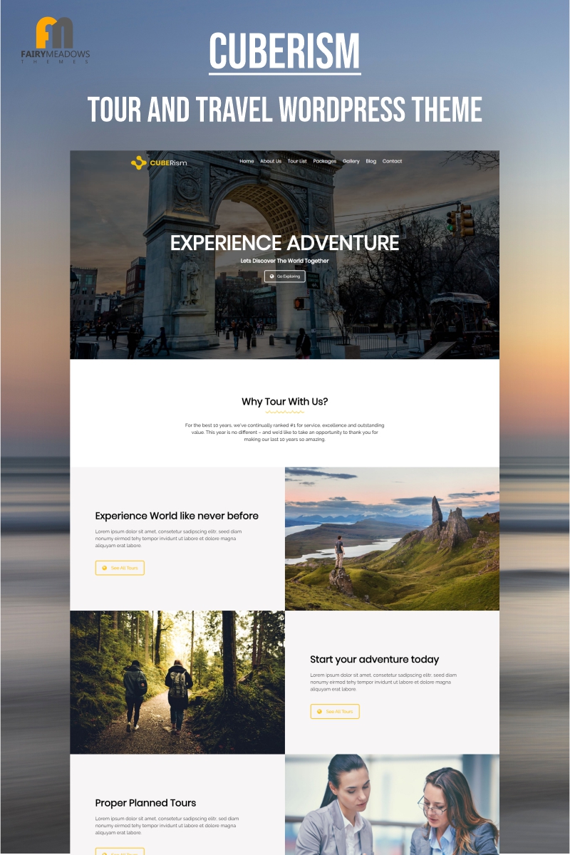 Responsivt Cuberism - Tour and Travel WordPress-tema #93150 - skärmbild