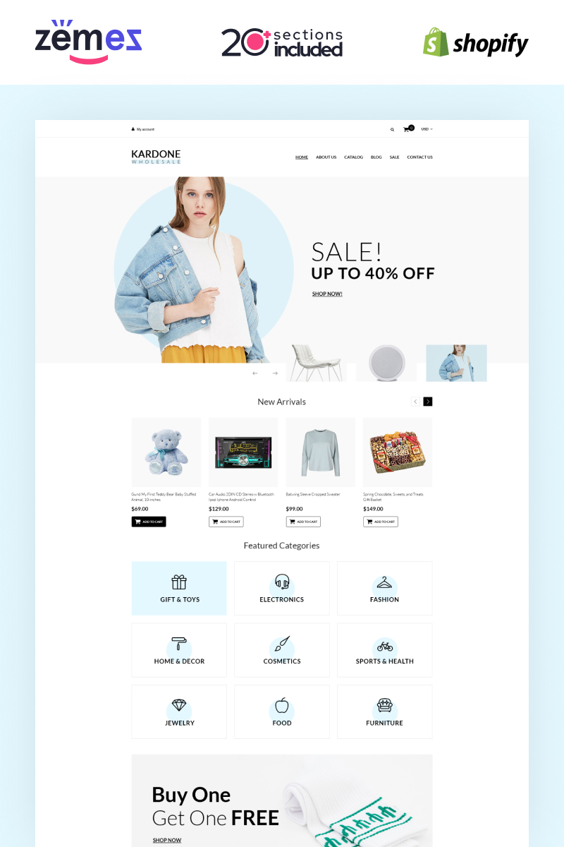 Shopify Theme namens "Kardone Wholesale Store Template Clean" #93151 - Screenshot