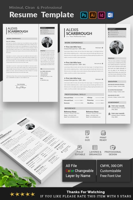 Template #93292 Resume A4 Webdesign Template - Logo template Preview