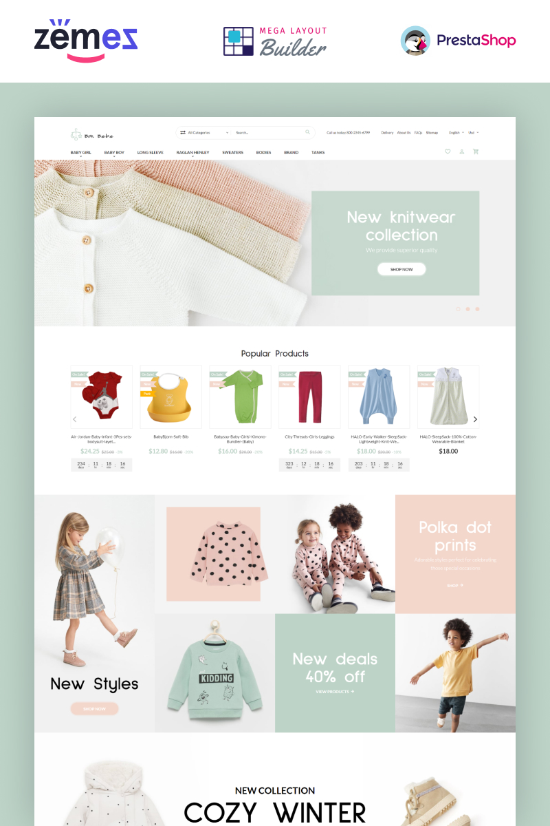 "Bon Bebe - Kids Shop Design Template" thème PrestaShop adaptatif #93202 - screenshot