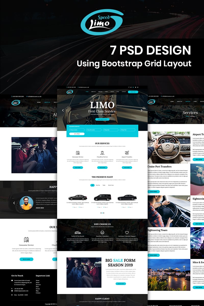 Bootstrap Speed Limo - Limo Car Services PSD-mall #93234 - skärmbild