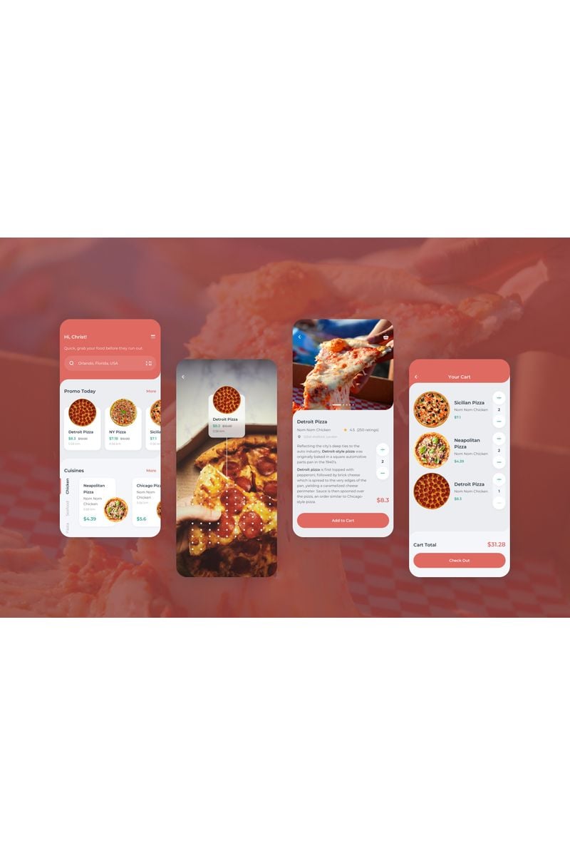 "Order Food Mobile UI" - Sketch шаблон №93261 - скріншот
