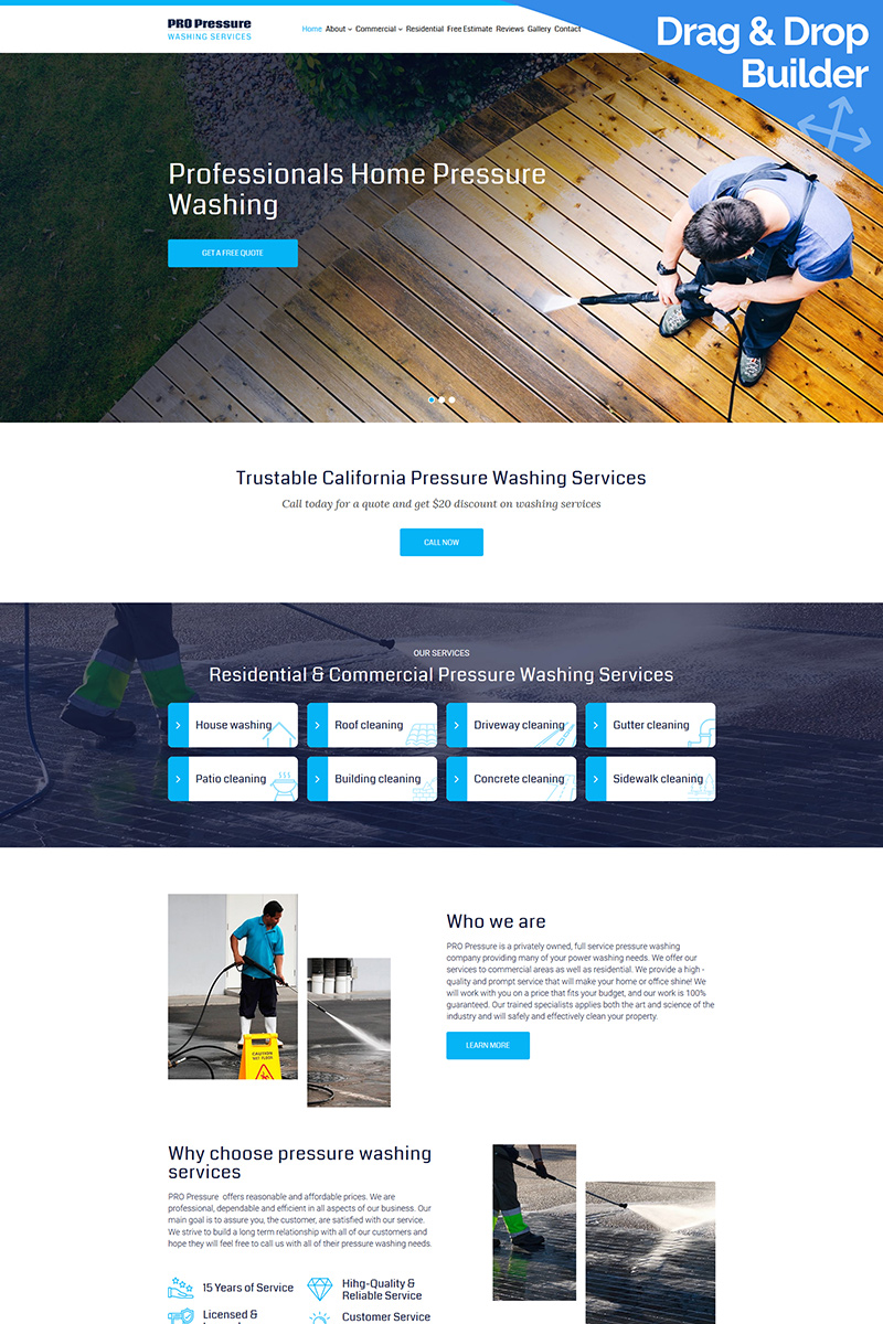 Plantilla Moto CMS 3 "Pro Pressure - Washing Services" #93239 - captura de pantalla