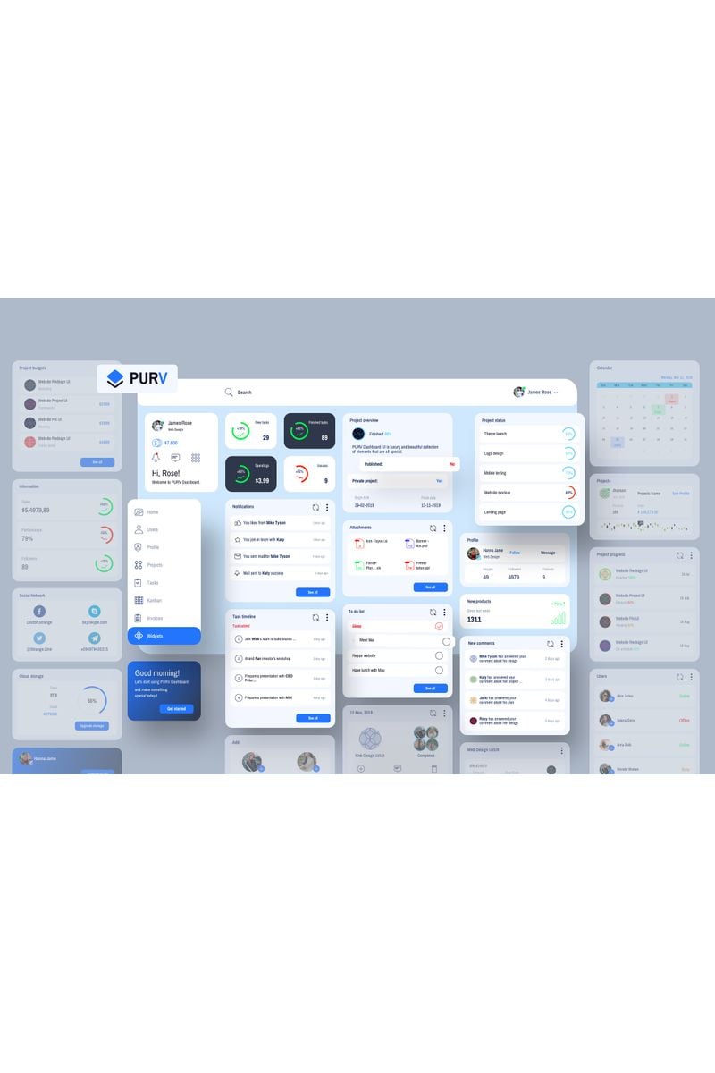 Purpose Widgets Dashboard UI V2 Sketch Template - screenshot