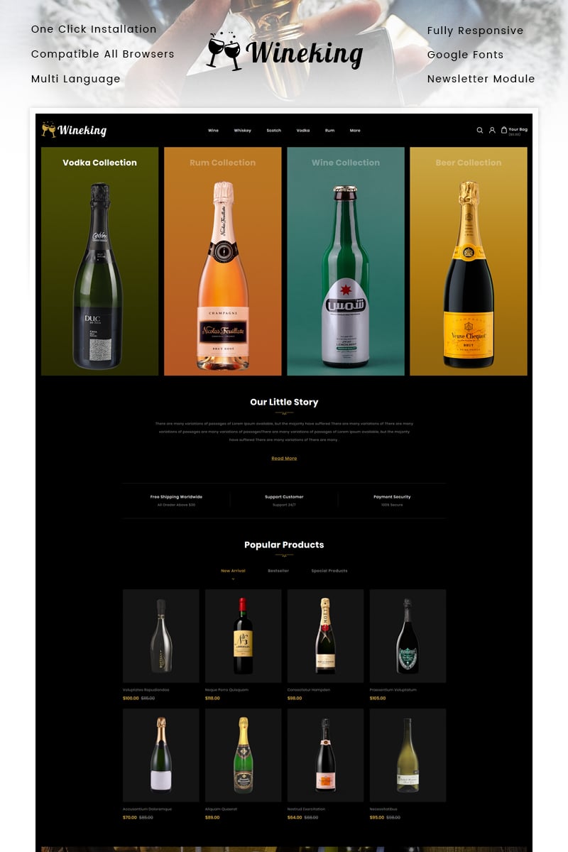 "WineKing - Wine Store" Responsive OpenCart Template №93262