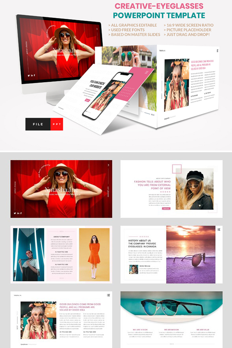 "Fashion - Eyeglasses" PowerPoint Template №93360 - screenshot