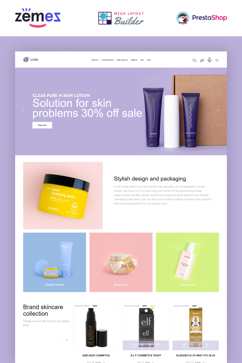 PrestaShop Theme namens "Wellbe - K-Beauty Online Ecommerce" #93317 - Screenshot