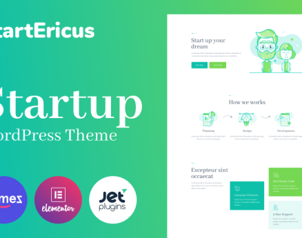StartEricus - Clean and Minimalistic Startup Landing Page WordPress Theme