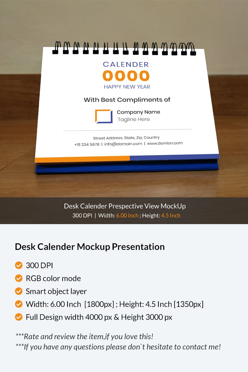 Desk Calendar Perspective View Product Mockup - screenshot