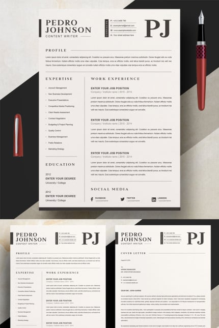 Template #93549 Page Resume Webdesign Template - Logo template Preview