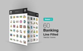60 Banking Filled Line Icon Set