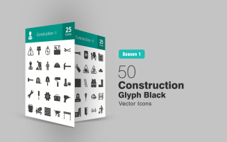50 Construction Glyph Icon Set
