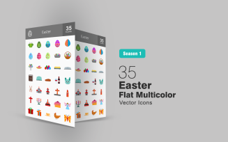 35 Easter Flat Multicolor Icon Set