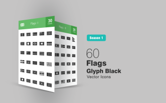 60 Flags Glyph Icon Set
