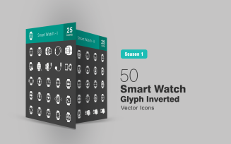 50 Smart Watch Glyph Inverted Icon Set
