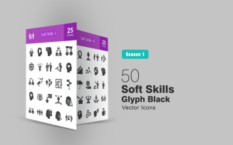 50 Soft Skills Glyph Icon Set