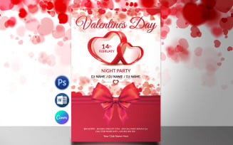 Valentine Party Flyer Template. Psd, word & Canva