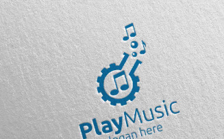 Abstract Music with Note and Play Concept 12 Logo Template