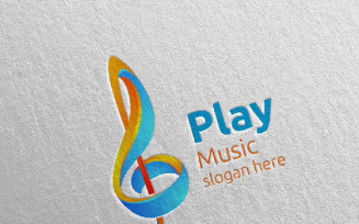 Abstract Music with Note and Play Concept 17 Logo Template