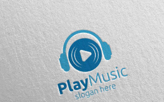 Abstract Music with Note and Play Concept 18 Logo Template