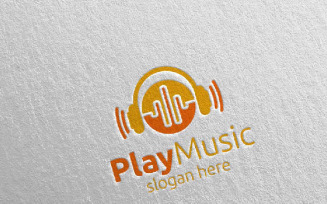 Abstract Music with Note and Play Concept 19 Logo Template