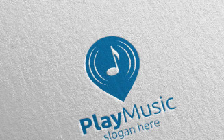 Abstract Music with Note and Play Concept 24 Logo Template