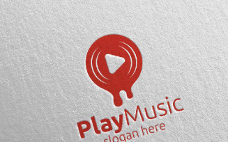 Abstract Music with Play Concept 23 Logo Template