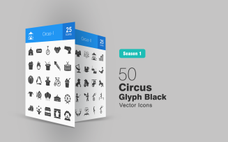 50 Circus Glyph Icon Set