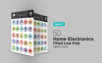 50 Home Electronics Filled Low Poly Icon Set
