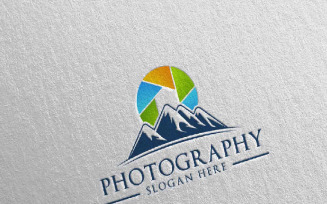 Mountain Camera Photography Logo Template