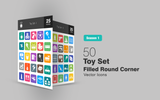 50 Toy Set Filled Round Corner Icon