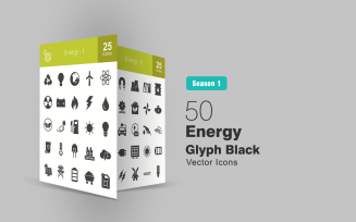 50 Energy Glyph Icon Set