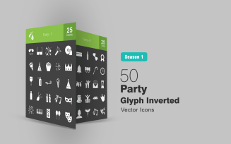 50 Fitness & Sports Glyph Inverted Icon Set