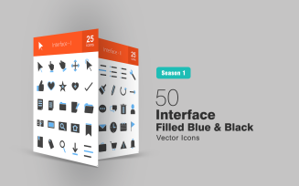 50 Interface Filled Blue & Black Icon Set
