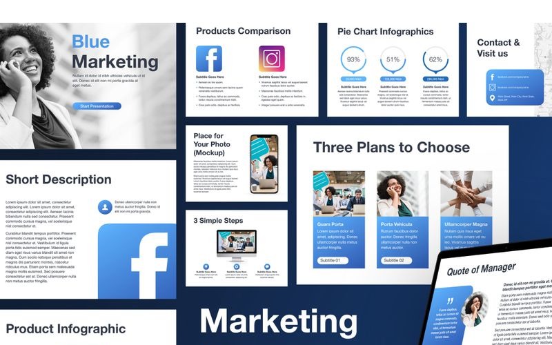 Marketing Blues PowerPoint template PowerPoint Template