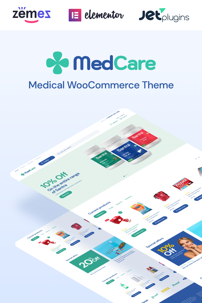 Responsivt MedCare - Soft and Responsive Pharmacy WooCommerce-tema #93886 - skärmbild