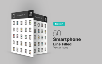 50 Smartphone Filled Line Icon Set