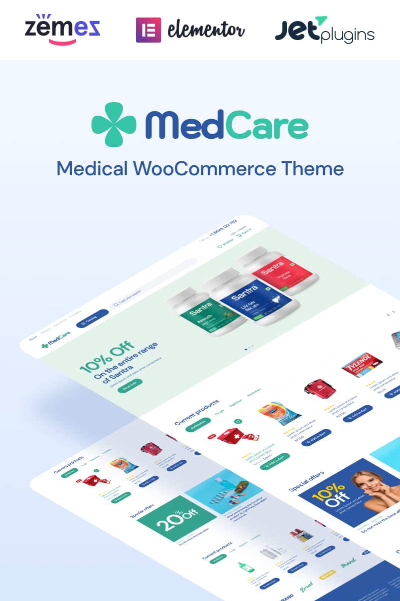 Template WooCommerce Responsive #93886 "MedCare - Soft and Responsive Pharmacy" - screenshot