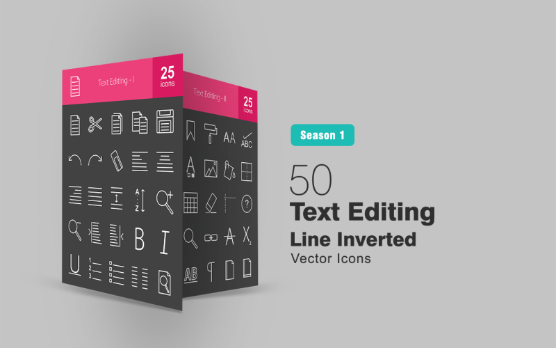 50 Text Editing Line Inverted Icon Set
