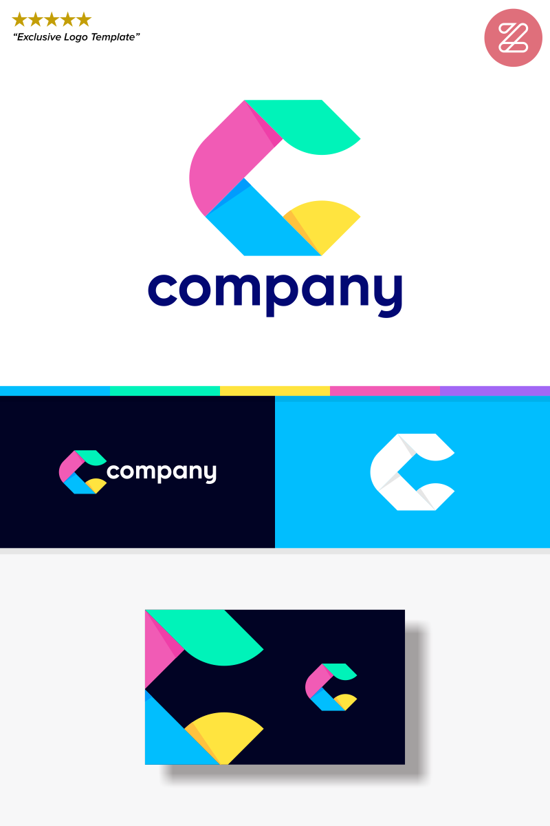 Playful and colorful letter C Logo Template