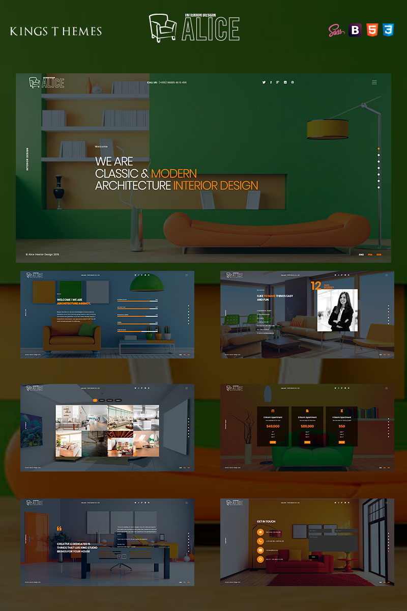 Plantilla Para Página De Aterrizaje "Alice - Interior Design" #93940 - captura de pantalla