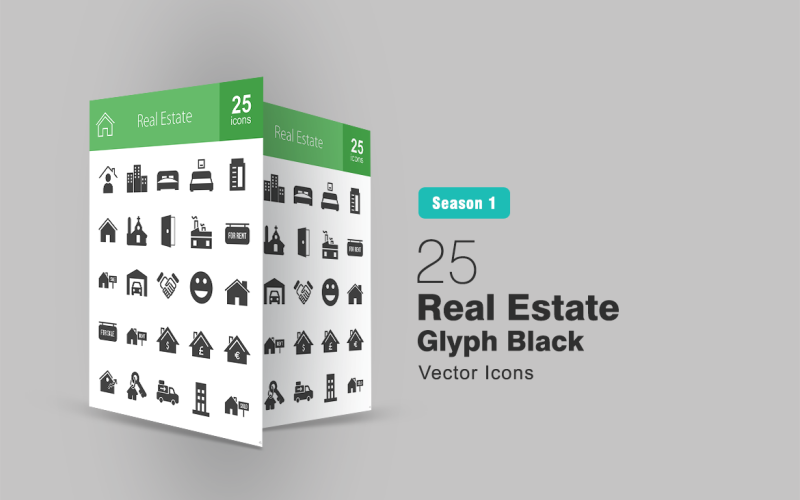 26 Real Estate Glyph Icon Set